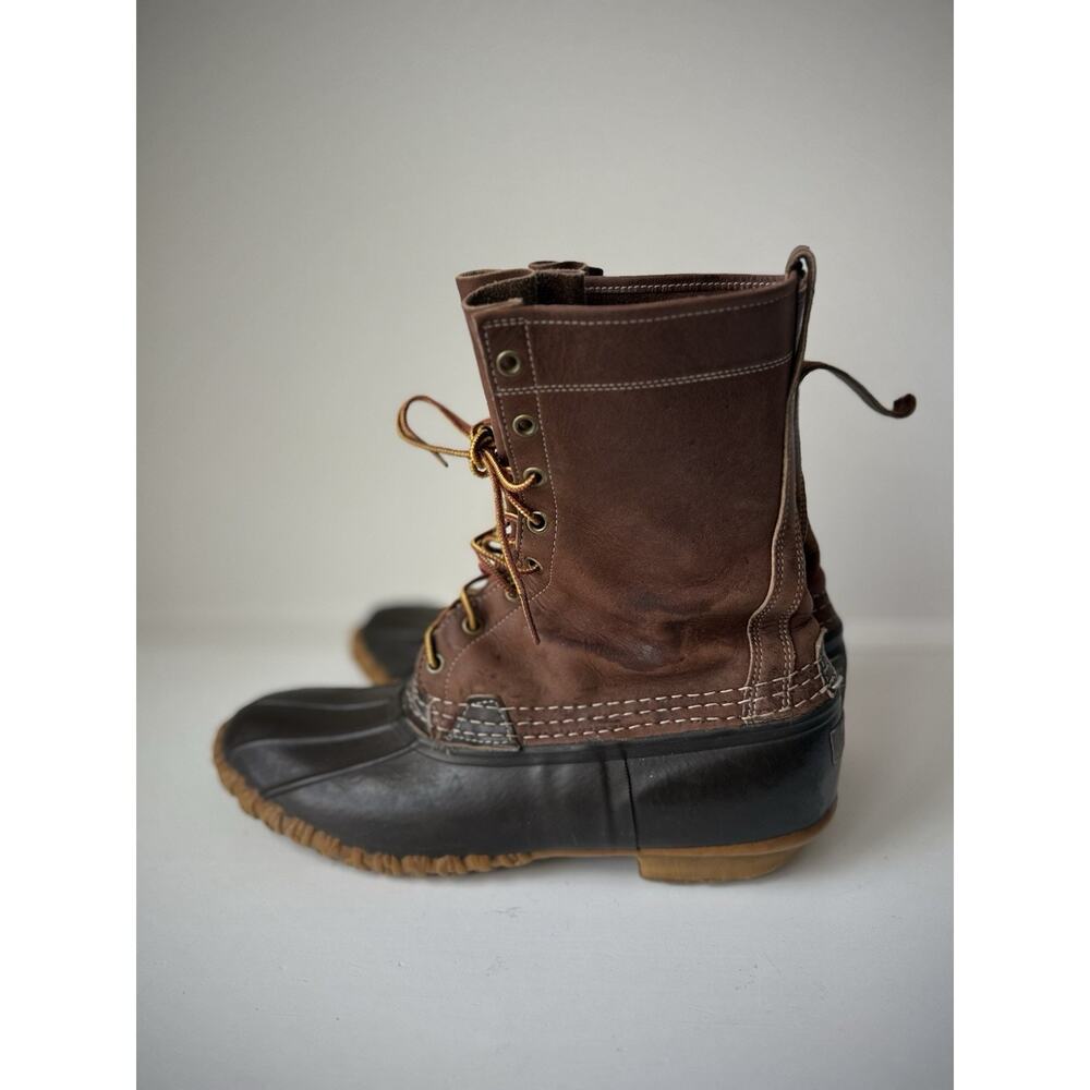 Vintage LL Bean Duck Boots Mens 10 N Brown Leather Shearling Lined -Made in USA